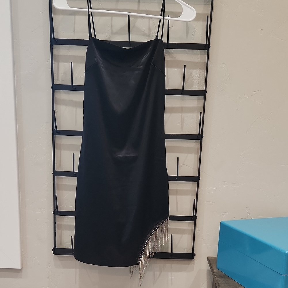 Lulus Little Black Dress with Fringe Detail Size XS